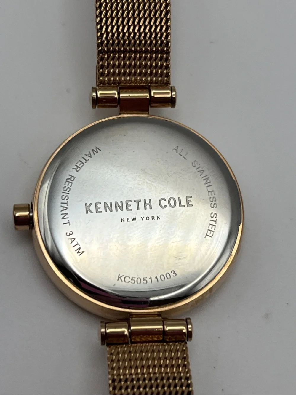 Kenneth Cole Women's Gold Mesh Bracelet Watch with White Dial